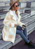New Plaid Print Suit Collar Single Breasted Plush Long Coat